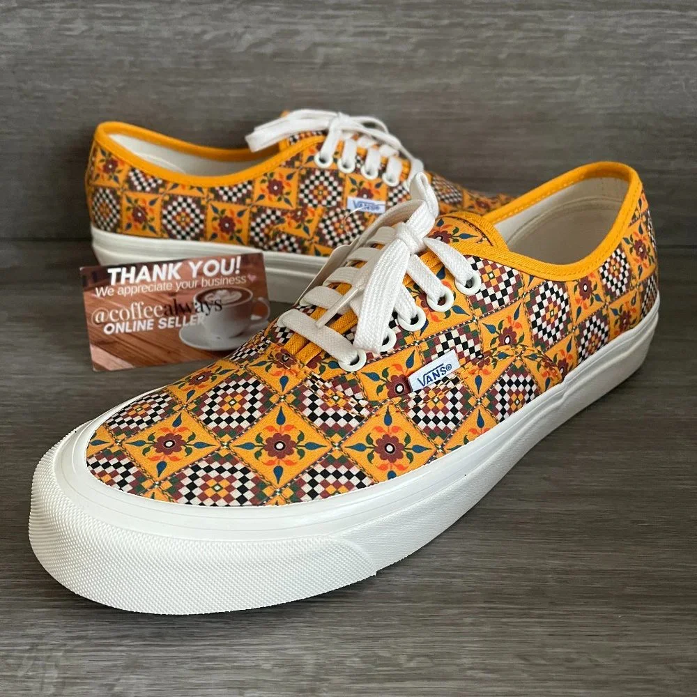 Vans Authentic 44 Dx Anaheim Factory Tile Check Yellow Size 10.5 Men's NWOB - Picture 1 of 8